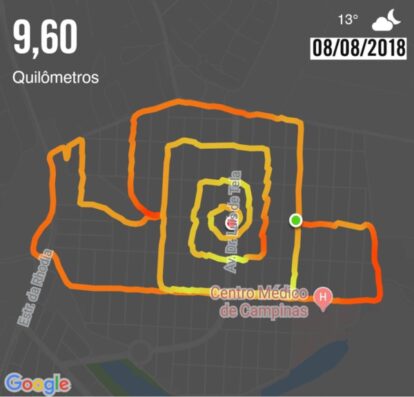 Caracol, por Guilherme Wood. GPS sobre tela (do aplicativo).